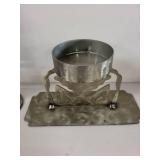 Set of 2 Metal Geometric Candle Holders with 2 Pillar Candles