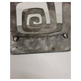 Set of 2 Metal Geometric Candle Holders with 2 Pillar Candles