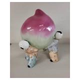 Vintage Chinese Porcelain Figure with Children Holding Peach