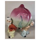 Vintage Chinese Porcelain Figure with Children Holding Peach