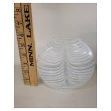 Striped Art Glass Vase with White Swirl Design