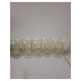 Set of 10 Vintage Amber Iridescent Water Goblets