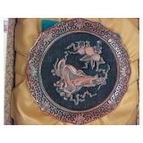Pair of Cinnabar Decorative Plates - Five Perceptions of Weo Cho with Certificates and Boxes