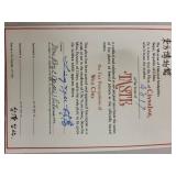 Pair of Cinnabar Decorative Plates - Five Perceptions of Weo Cho with Certificates and Boxes