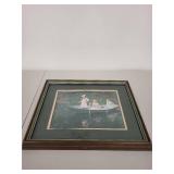 Framed Print of Women in Rowboat Impressionist Style 13x11 Inches