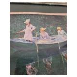 Framed Print of Women in Rowboat Impressionist Style 13x11 Inches