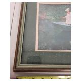 Framed Print of Women in Rowboat Impressionist Style 13x11 Inches