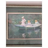 Framed Print of Women in Rowboat Impressionist Style 13x11 Inches