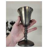 Set of 6 Vintage Pewter Goblets and 6 Scalloped Plates