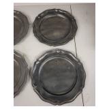 Set of 6 Vintage Pewter Goblets and 6 Scalloped Plates