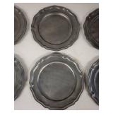 Set of 6 Vintage Pewter Goblets and 6 Scalloped Plates