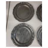 Set of 6 Vintage Pewter Goblets and 6 Scalloped Plates