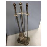Vintage Fireplace Tool Set with Decorative Bellows