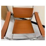Pair of Mid-Century Modern Chrome and Leather Arm Chairs