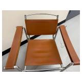 Pair of Mid-Century Modern Chrome and Leather Arm Chairs