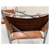Pair of Mid-Century Modern Chrome and Leather Arm Chairs