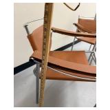 Pair of Mid-Century Modern Chrome and Leather Arm Chairs