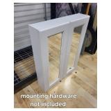 White Double Door Bathroom Cabinet with Mirrored Panels, 24x30 Inches