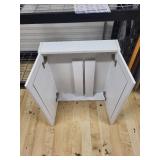 White Double Door Bathroom Cabinet with Mirrored Panels, 24x30 Inches