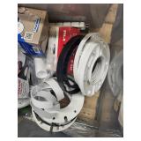 Assorted Plumbing Supply Lot with Seals, Flanges, Hoses, and Fittings
