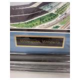 Panoramic Framed Aerial Print of Minneapolis, Minnesota Featuring US Bank Stadium