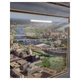 Panoramic Framed Aerial Print of Minneapolis, Minnesota Featuring US Bank Stadium