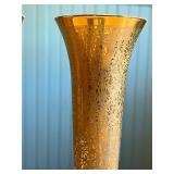 Pair of Vintage Brass Etched Vases with Floral Pattern