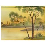 Hand Painted Nippon Porcelain Tray with Landscape Design