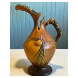 Roseville Pottery Pinecone Ewer 7 Inch Brown Art Deco Vase