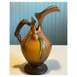 Roseville Pottery Pinecone Ewer 7 Inch Brown Art Deco Vase