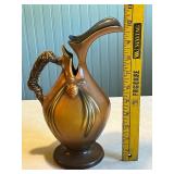 Roseville Pottery Pinecone Ewer 7 Inch Brown Art Deco Vase
