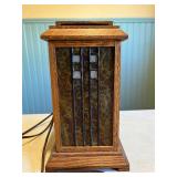 Arts and Crafts Style Table Lamp with Stained Glass Panels