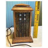 Arts and Crafts Style Table Lamp with Stained Glass Panels