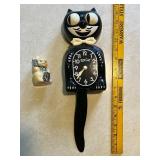 Kit Cat Klock Black Wall Clock and Maneki Neko Cat Figurine Set