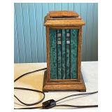 Arts and Crafts Style Wood and Glass Accent Lamp