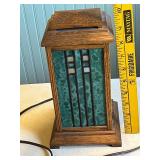 Arts and Crafts Style Wood and Glass Accent Lamp