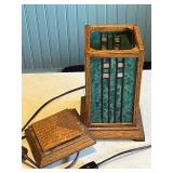 Arts and Crafts Style Wood and Glass Accent Lamp