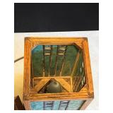 Arts and Crafts Style Wood and Glass Accent Lamp
