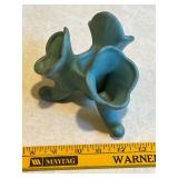 Mid-Century Modern Green Ceramic Triple Vase Planter