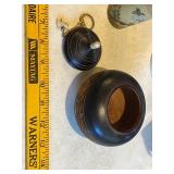 Vintage Estate Lot with Hallmark Candle, Metal Lantern, Carved Lidded Box, and Illustrated Tube