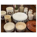 Antique English Advertising Ironstone Lot: Jars, Bowls, and Decor Pieces