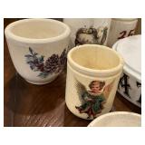 Antique English Advertising Ironstone Lot: Jars, Bowls, and Decor Pieces