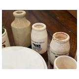 Antique English Advertising Ironstone Lot: Jars, Bowls, and Decor Pieces