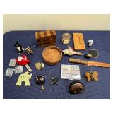 Eclectic Vintage Collectibles Lot with Figurines, Boxes, and Razor Blades