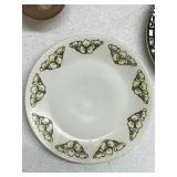 Collection of 7 Vintage Porcelain Plates and Bowls with Floral and Cat Designs