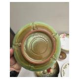 Collection of 7 Vintage Porcelain Plates and Bowls with Floral and Cat Designs
