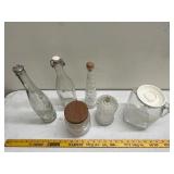 Collection of 6 Assorted Glass Jars and Bottles