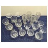 Collection of 18 Vintage Glasses Including Stemware and Goblets