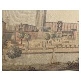 Framed Tapestry Wall Art with Architectural Scene, 22x28 Inches