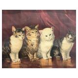 Framed Vintage Cat Print with Ornate Gold Frame